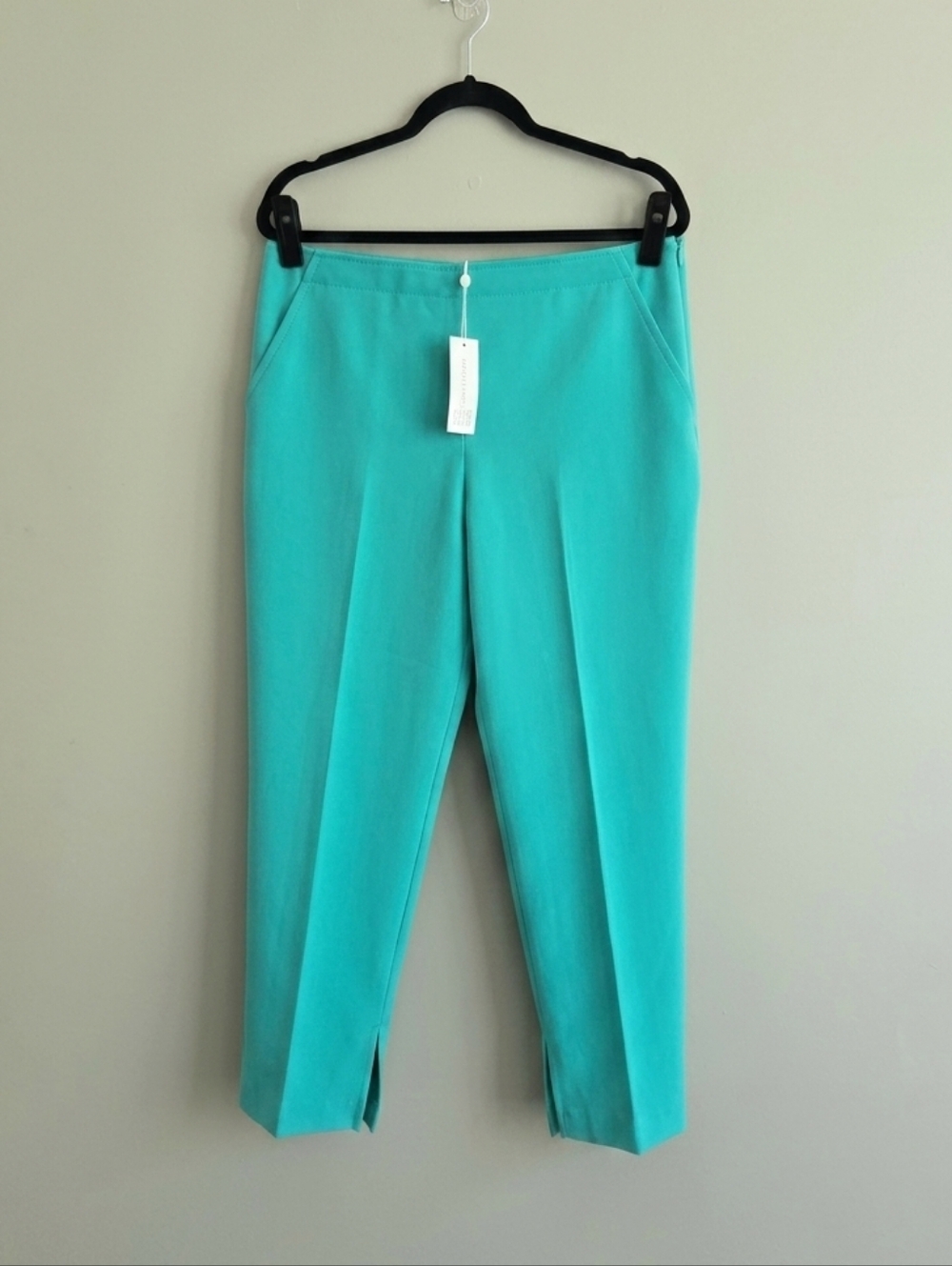 Trina Turk NWT Pop Pant Side Zipper Cropped Turquoise Size 12 - Picture 3 of 13
